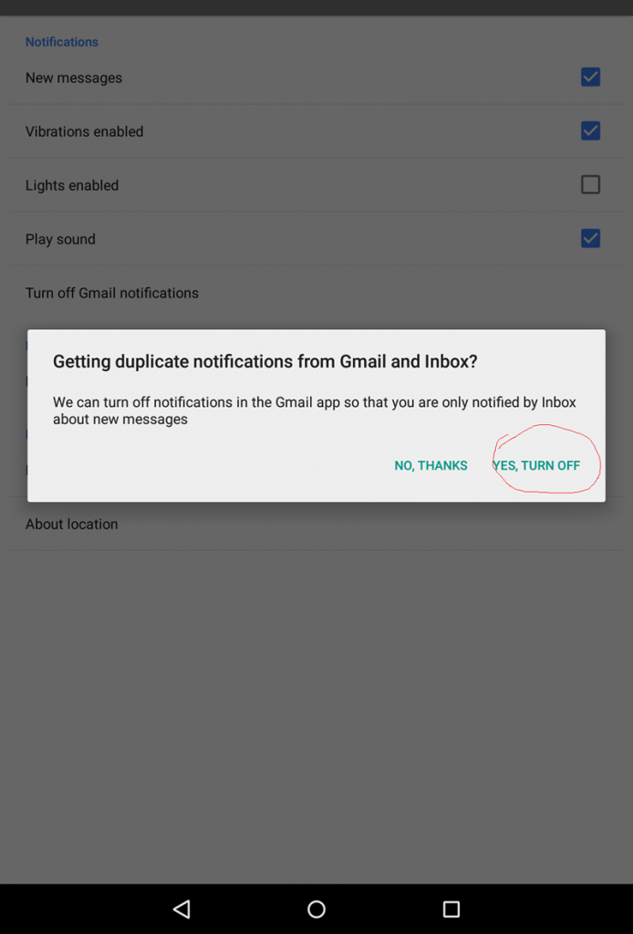 This is the final step to solve theduplicate notification problem when receiving an email on a phone with both GMail and Inbox installed.