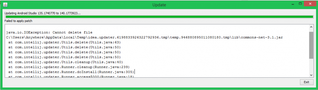 Android Studio: Faile to apply patch